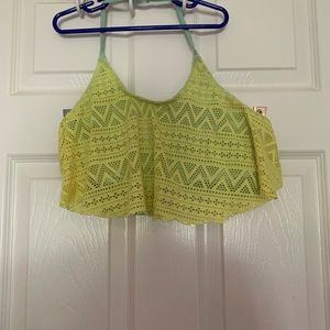 Neon yellow and green bathing suit top